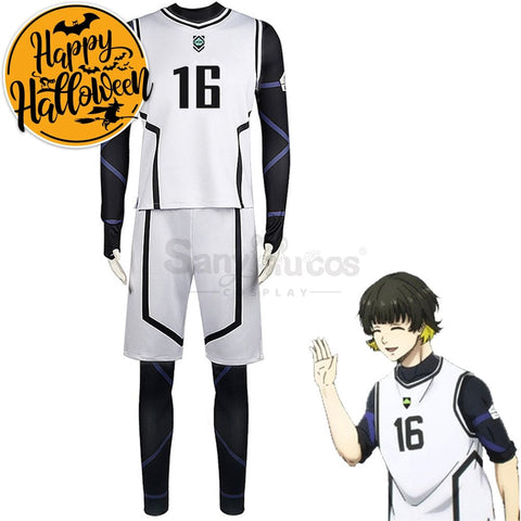 【In Stock】Anime Blue Lock Cosplay Team White Football Jersey Costume Meguru Bachira / S Costumes