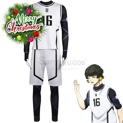 【In Stock】Anime Blue Lock Cosplay Team White Football Jersey Costume Meguru Bachira / S Costumes