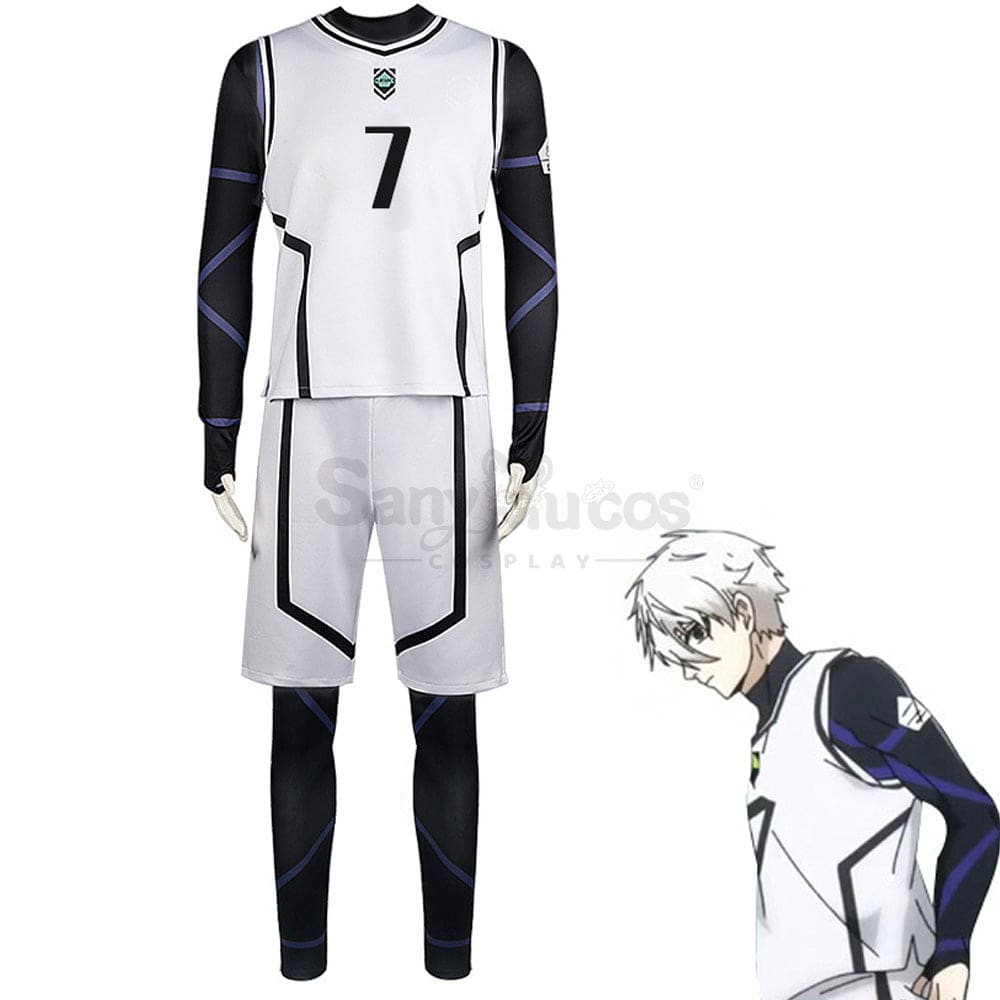 【In Stock】Anime Blue Lock Cosplay Team White Football Jersey Costume Nagi Seishiro / S Costumes