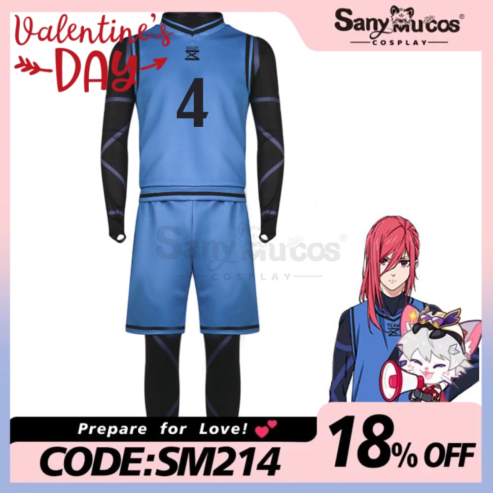 【In Stock】Anime Blue Lock Cosplay Team Z Football Jersey Costume Chigiri Hyoma / S Costumes