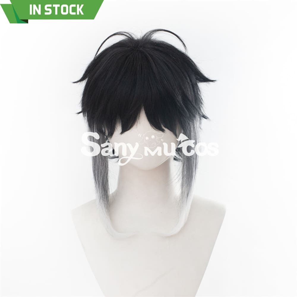 Anime Bungo Stray Dogs Cosplay Ryunosuke Akutagawa Black and Gray Gradient Short Cosplay Wig