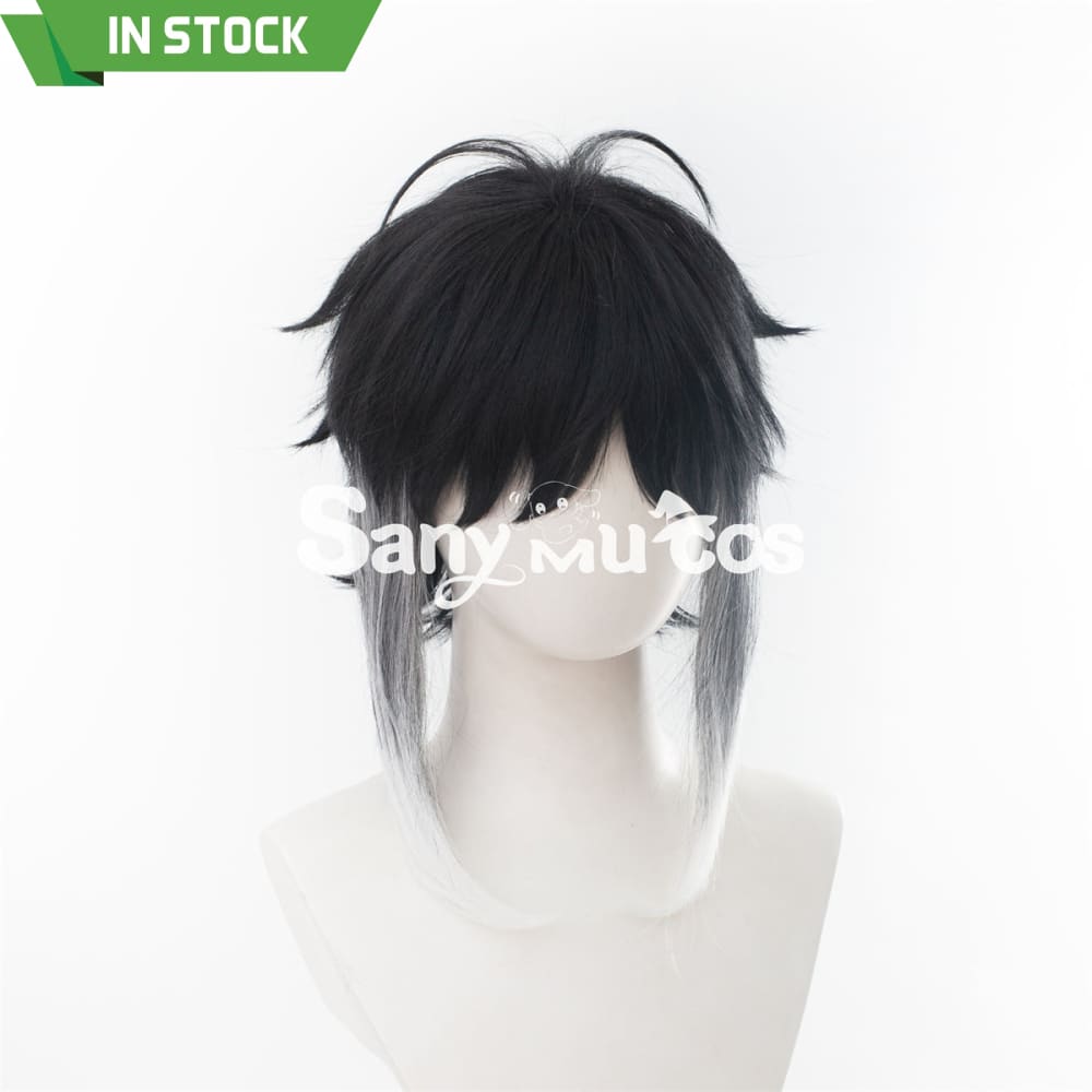 Anime Bungo Stray Dogs Cosplay Ryunosuke Akutagawa Black and Gray Gradient Short Cosplay Wig