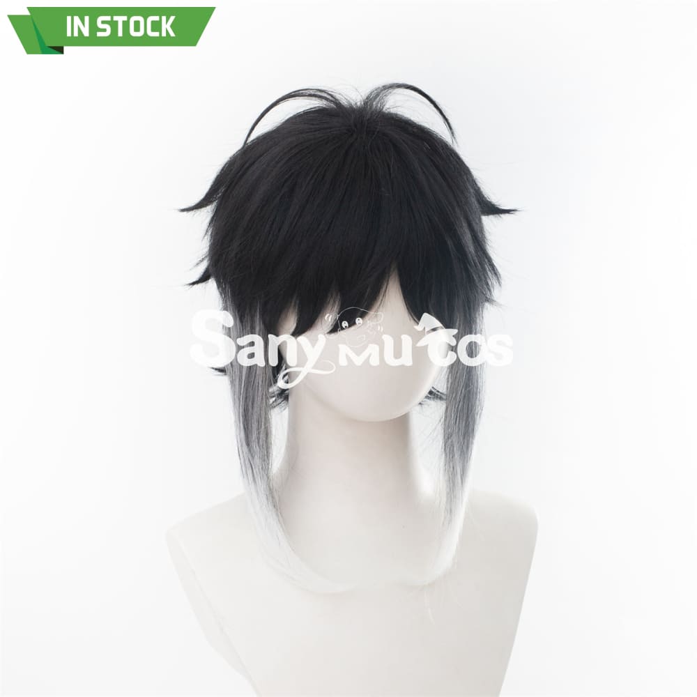 Anime Bungo Stray Dogs Cosplay Ryunosuke Akutagawa Black and Gray Gradient Short Cosplay Wig