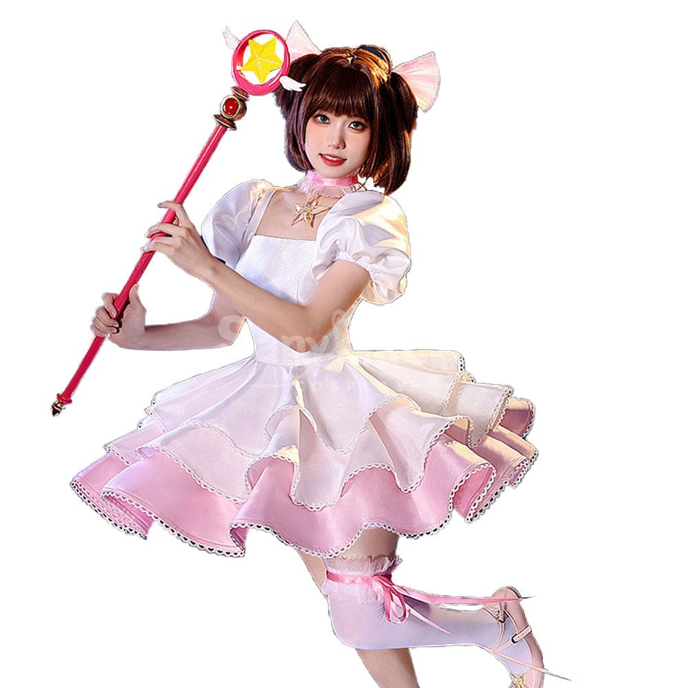 【In Stock】Anime Cardcaptor Sakura Cosplay Sakura Kinomoto Pink and white Dress Cosplay Costume Cosplay Costumes