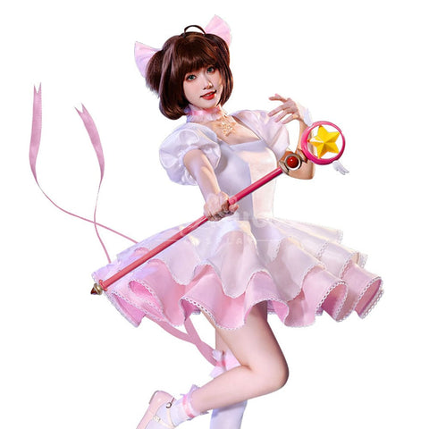【In Stock】Anime Cardcaptor Sakura Cosplay Sakura Kinomoto Pink and white Dress Cosplay Costume Cosplay Costumes