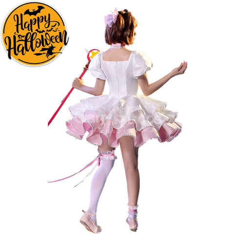 【In Stock】Anime Cardcaptor Sakura Cosplay Sakura Kinomoto Pink and white Dress Cosplay Costume Cosplay Costumes