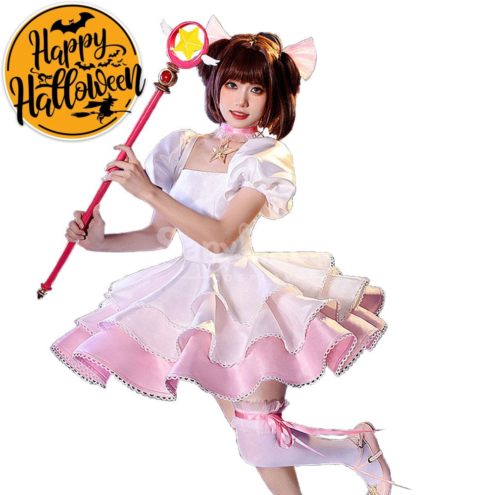 【In Stock】Anime Cardcaptor Sakura Cosplay Sakura Kinomoto Pink and white Dress Cosplay Costume Cosplay Costumes