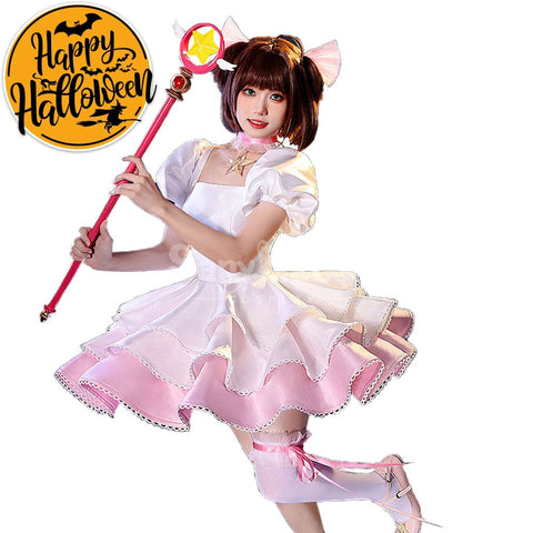 【In Stock】Anime Cardcaptor Sakura Cosplay Sakura Kinomoto Pink and white Dress Cosplay Costume Cosplay Costumes