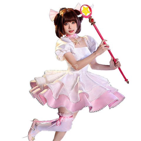 【In Stock】Anime Cardcaptor Sakura Cosplay Sakura Kinomoto Pink and white Dress Cosplay Costume Cosplay Costumes