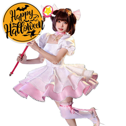 【In Stock】Anime Cardcaptor Sakura Cosplay Sakura Kinomoto Pink and white Dress Cosplay Costume Cosplay Costumes