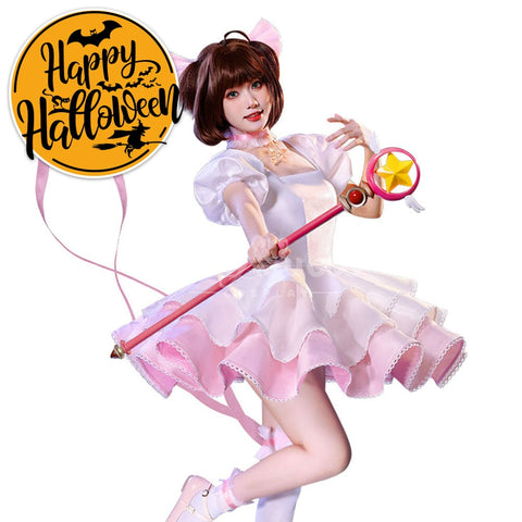 【In Stock】Anime Cardcaptor Sakura Cosplay Sakura Kinomoto Pink and white Dress Cosplay Costume Cosplay Costumes
