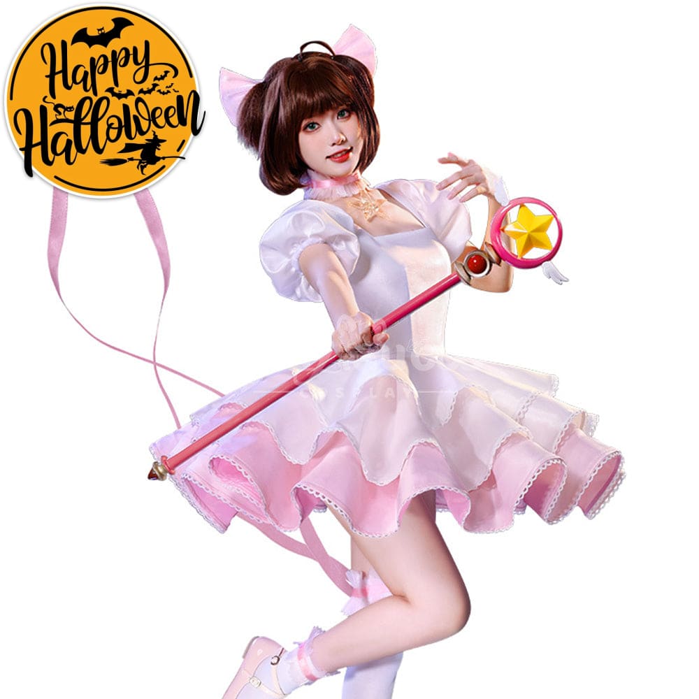 【In Stock】Anime Cardcaptor Sakura Cosplay Sakura Kinomoto Pink and white Dress Cosplay Costume Cosplay Costumes