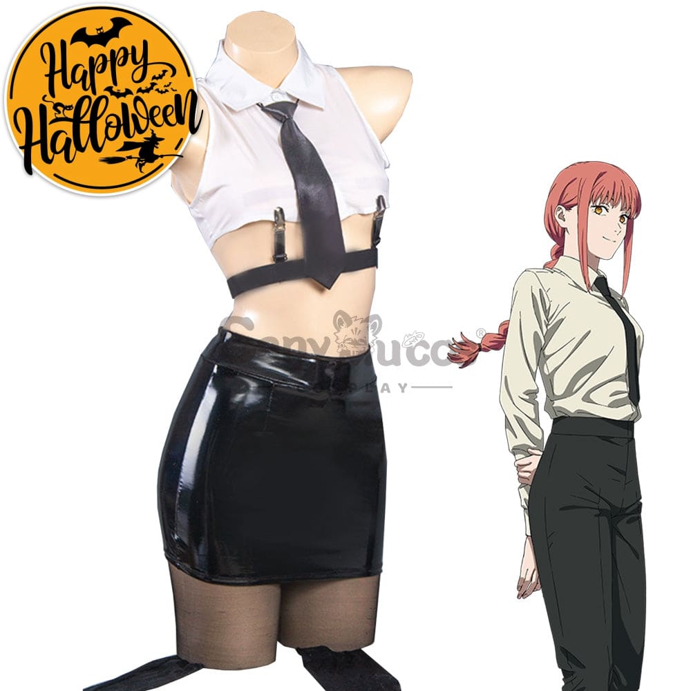 【In Stock】Anime Chainsaw Man Cosplay Office Lady Makima Costume Costumes