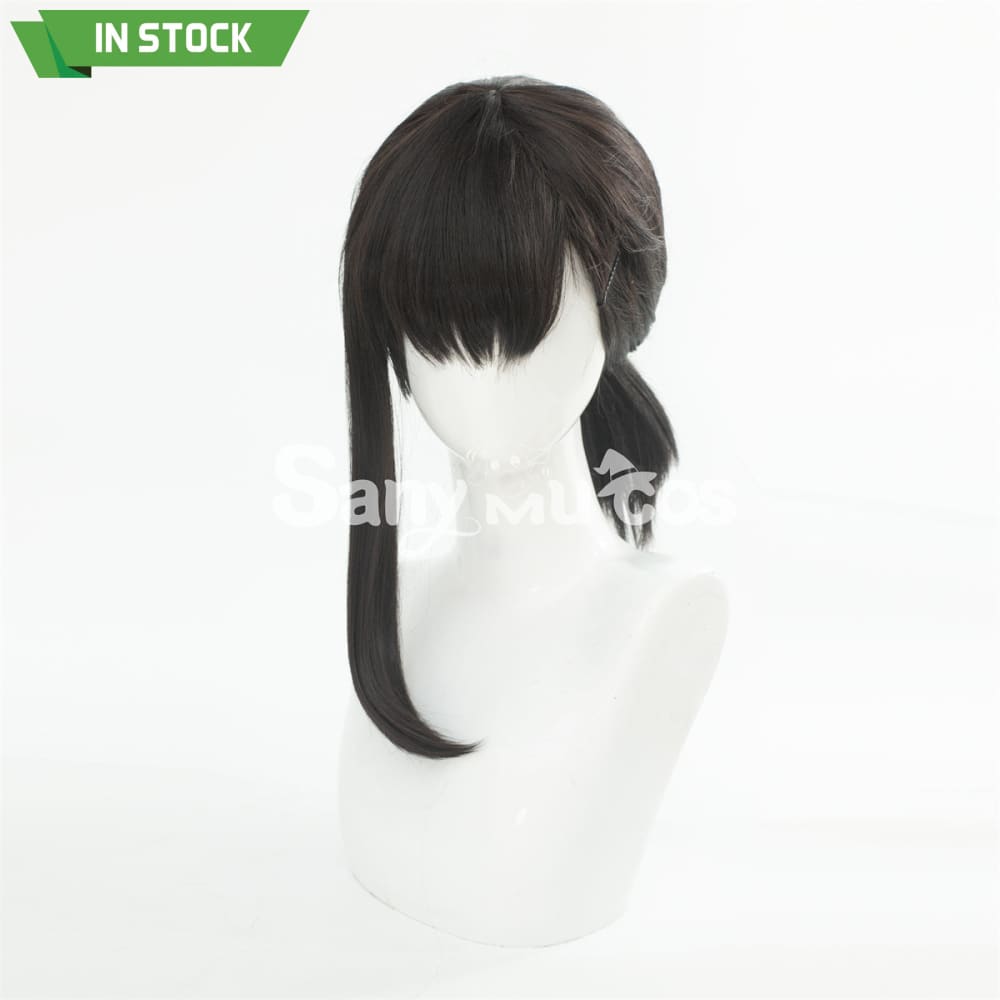 Anime Chainsaw Man Kobeni Higashiyama Dark Black Color Ponytail Cosplay Wig