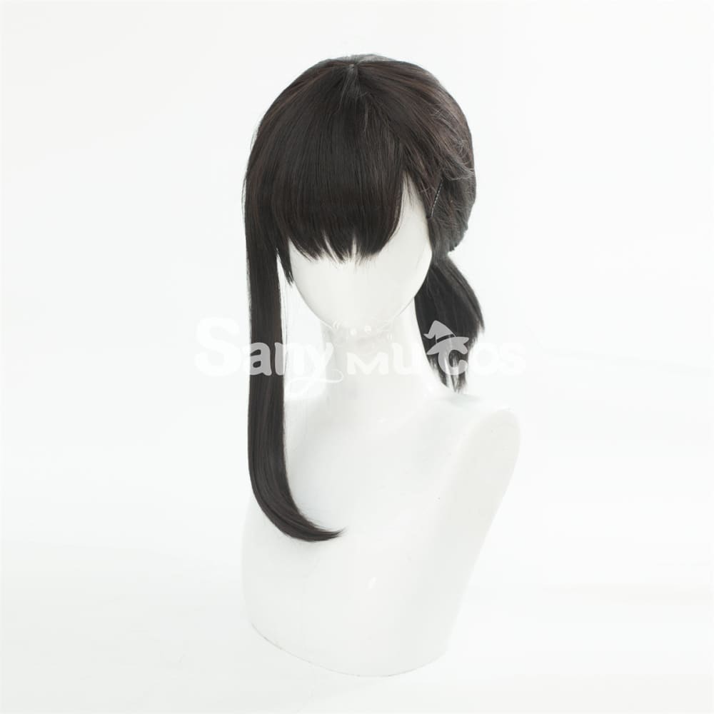 Anime Chainsaw Man Kobeni Higashiyama Dark Black Color Ponytail Cosplay Wig