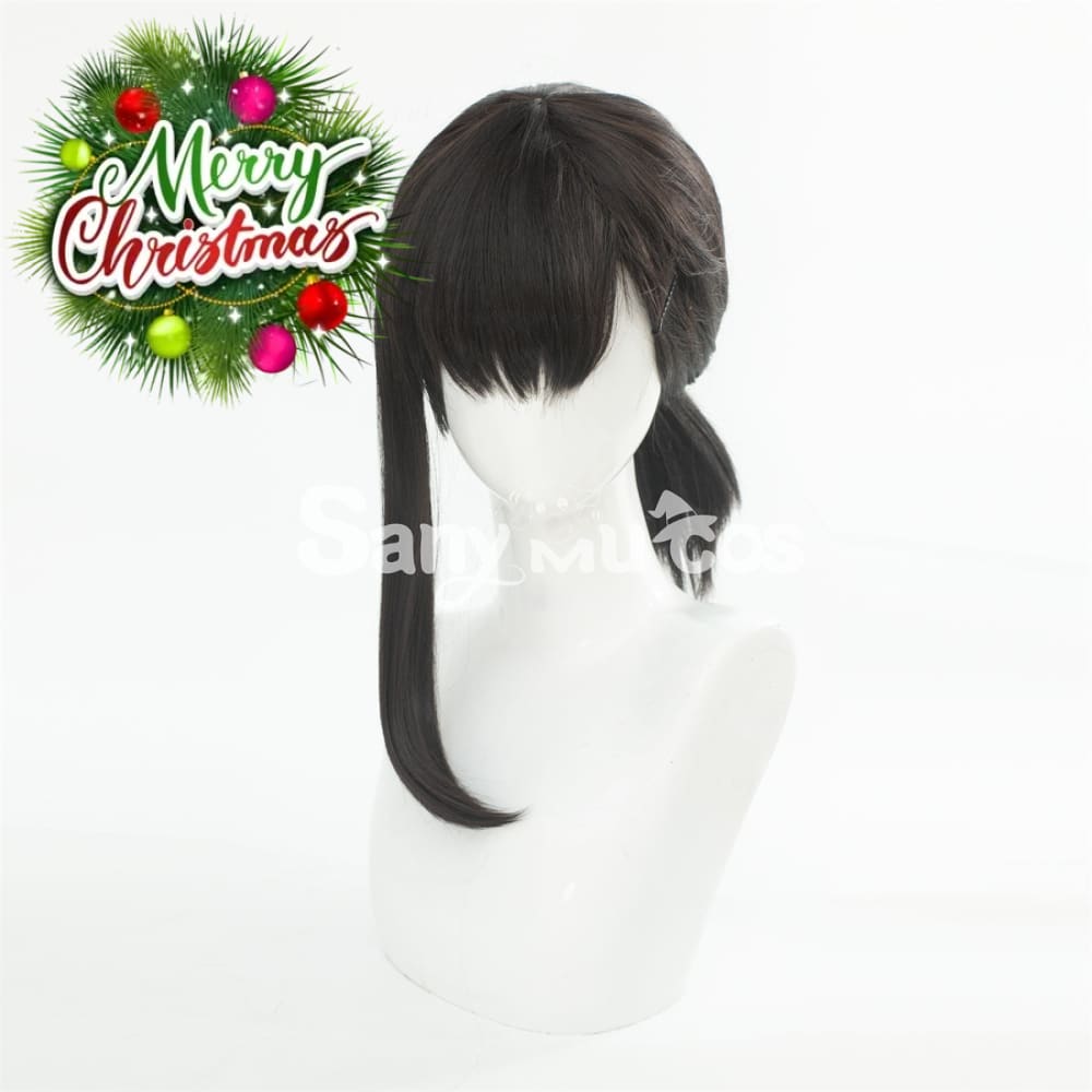 Anime Chainsaw Man Kobeni Higashiyama Dark Black Color Ponytail Cosplay Wig