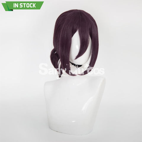 Anime Chainsaw Reze Dark Purple Color Tie-Hair Bun Cosplay Wig