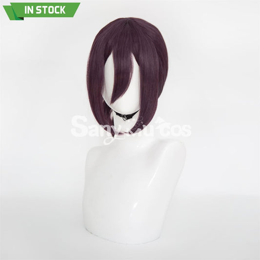 Anime Chainsaw Reze Dark Purple Color Tie-Hair Bun Cosplay Wig 1000