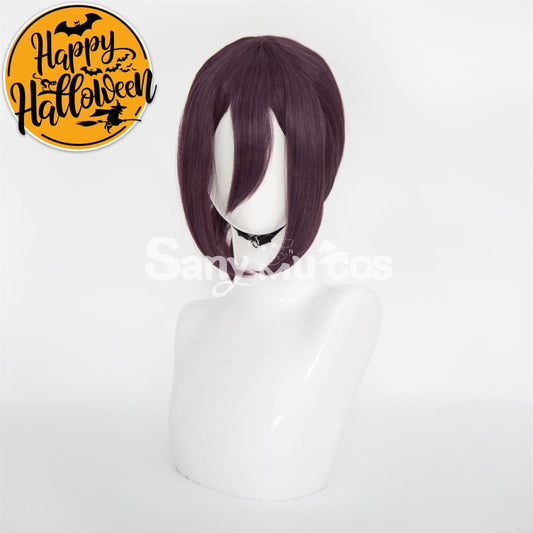 Anime Chainsaw Reze Dark Purple Color Tie-Hair Bun Cosplay Wig 1000