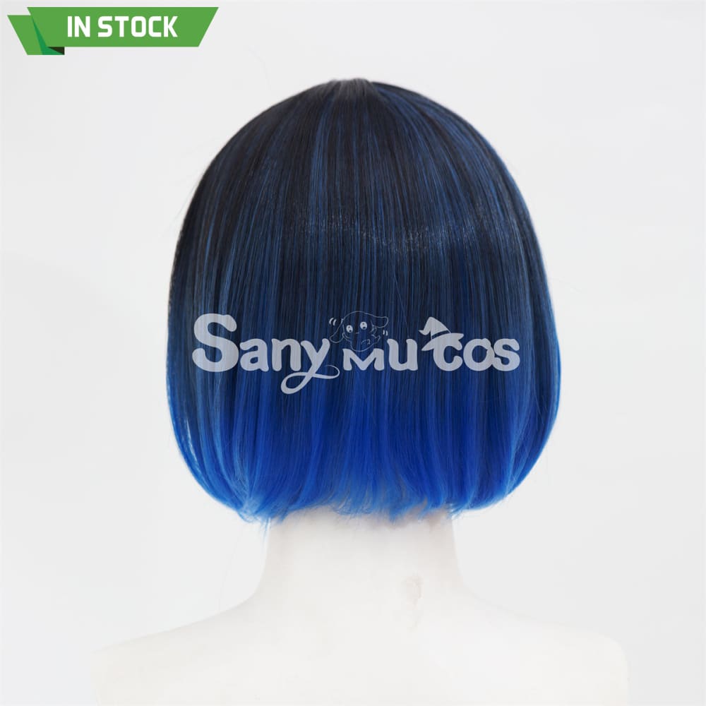 Anime Demon Slayer Cosplay Hashibira Inosuke Black mixed Blue Short Cosplay Wig