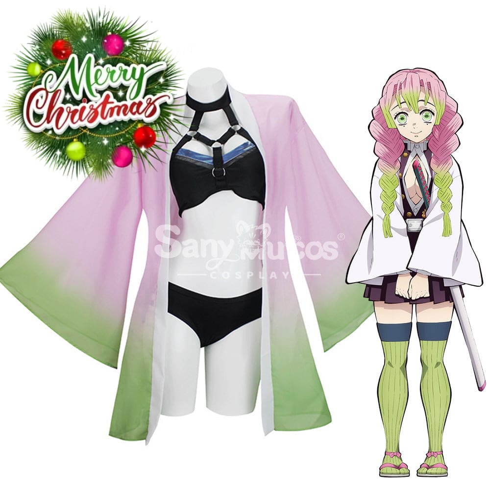 【In Stock】Anime Demon Slayer Cosplay Kanroji Mitsuri Bikini Swimsuit Costume Costumes