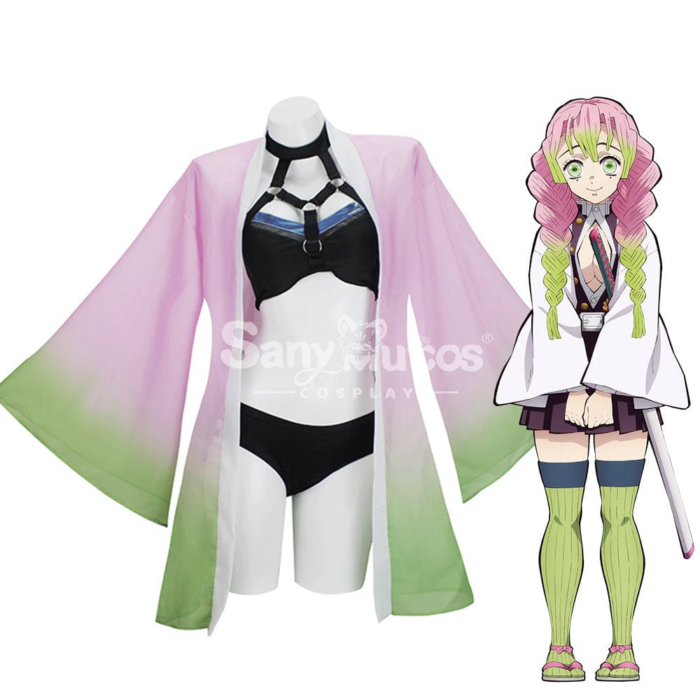 【In Stock】Anime Demon Slayer Cosplay Kanroji Mitsuri Bikini Swimsuit Costume Costumes