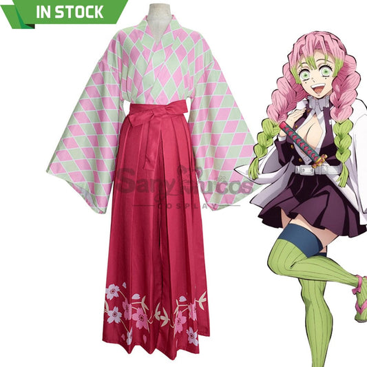 【In Stock】Anime Demon Slayer Cosplay Kanroji Mitsuri Kisatsutai Kimono Costume Costumes 1000