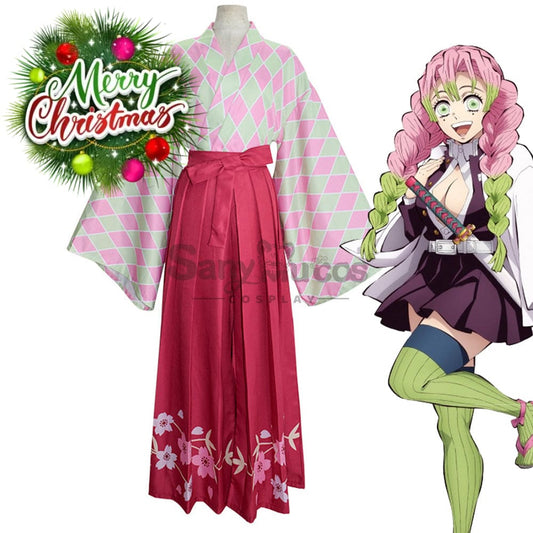 【In Stock】Anime Demon Slayer Cosplay Kanroji Mitsuri Kisatsutai Kimono Costume Costumes 1000