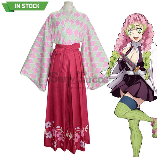 【In Stock】Anime Demon Slayer Cosplay Kanroji Mitsuri Kisatsutai Kimono Costume Costumes 1000