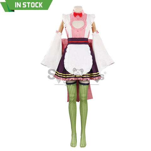 【In Stock】Anime Demon Slayer Cosplay Kanroji Mitsuri Pink Maid Suit Costume Costumes