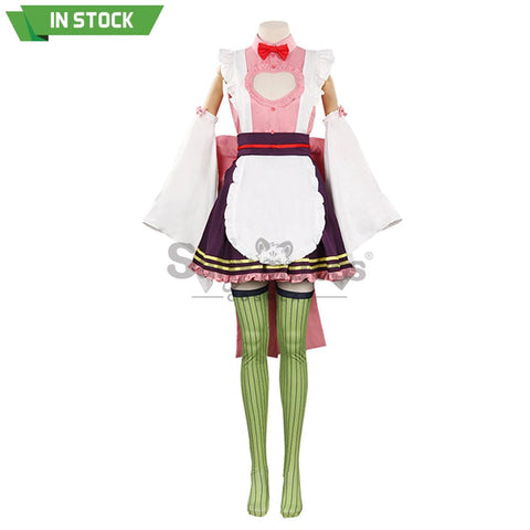 【In Stock】Anime Demon Slayer Cosplay Kanroji Mitsuri Pink Maid Suit Costume Costumes