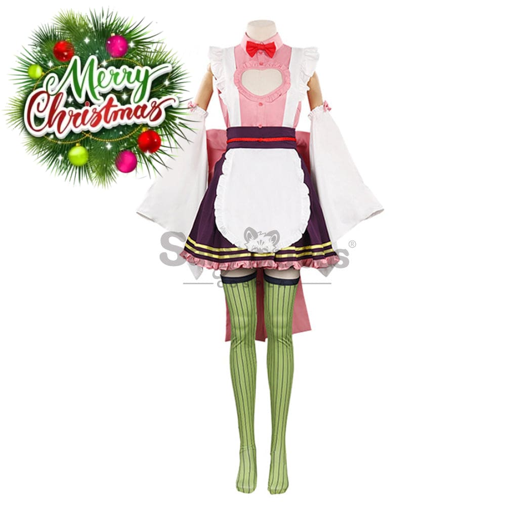 【In Stock】Anime Demon Slayer Cosplay Kanroji Mitsuri Pink Maid Suit Costume Costumes