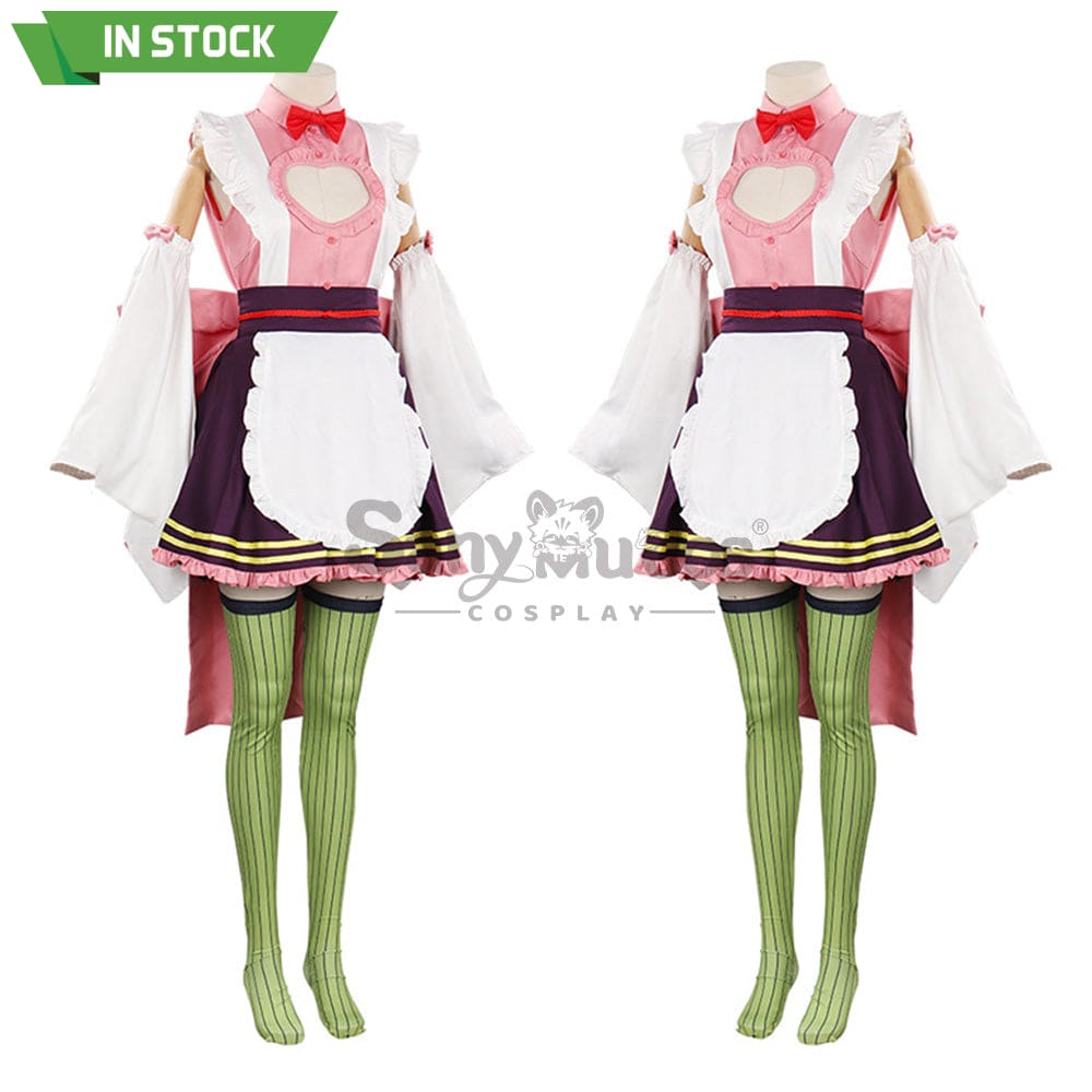 【In Stock】Anime Demon Slayer Cosplay Kanroji Mitsuri Pink Maid Suit Costume Costumes