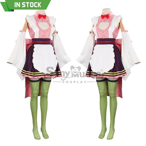 【In Stock】Anime Demon Slayer Cosplay Kanroji Mitsuri Pink Maid Suit Costume Costumes