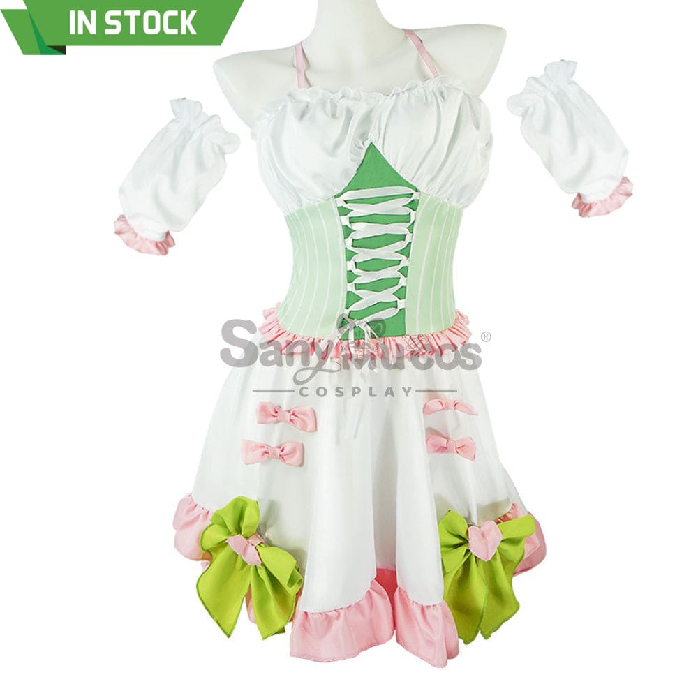 【In Stock】Anime Demon Slayer Cosplay Kanroji Mitsuri White Maid Suit Costume Costumes