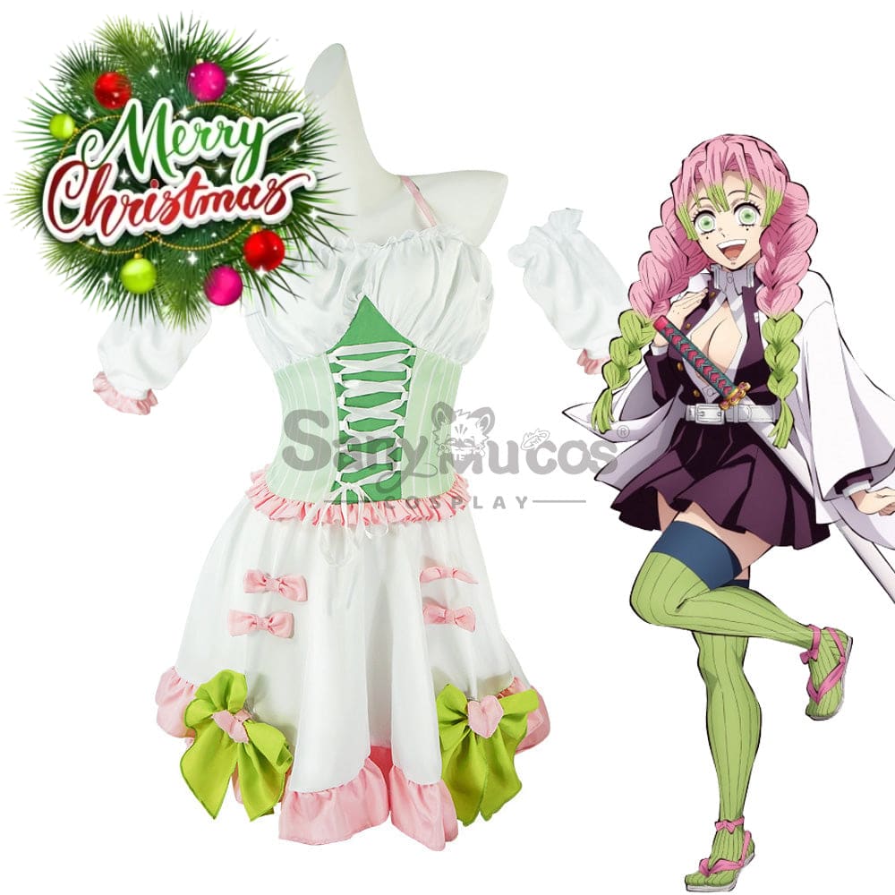 【In Stock】Anime Demon Slayer Cosplay Kanroji Mitsuri White Maid Suit Costume Costumes