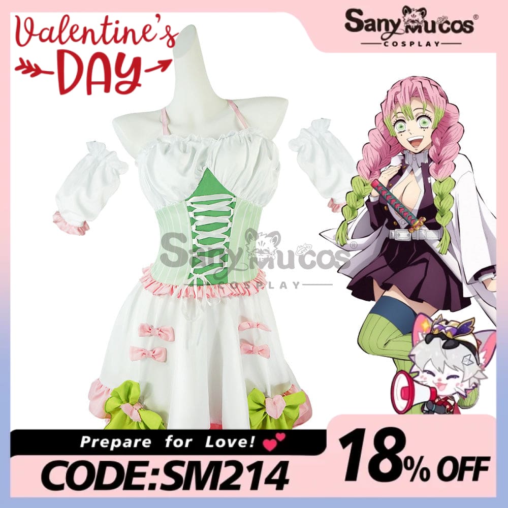 【In Stock】Anime Demon Slayer Cosplay Kanroji Mitsuri White Maid Suit Costume Costumes