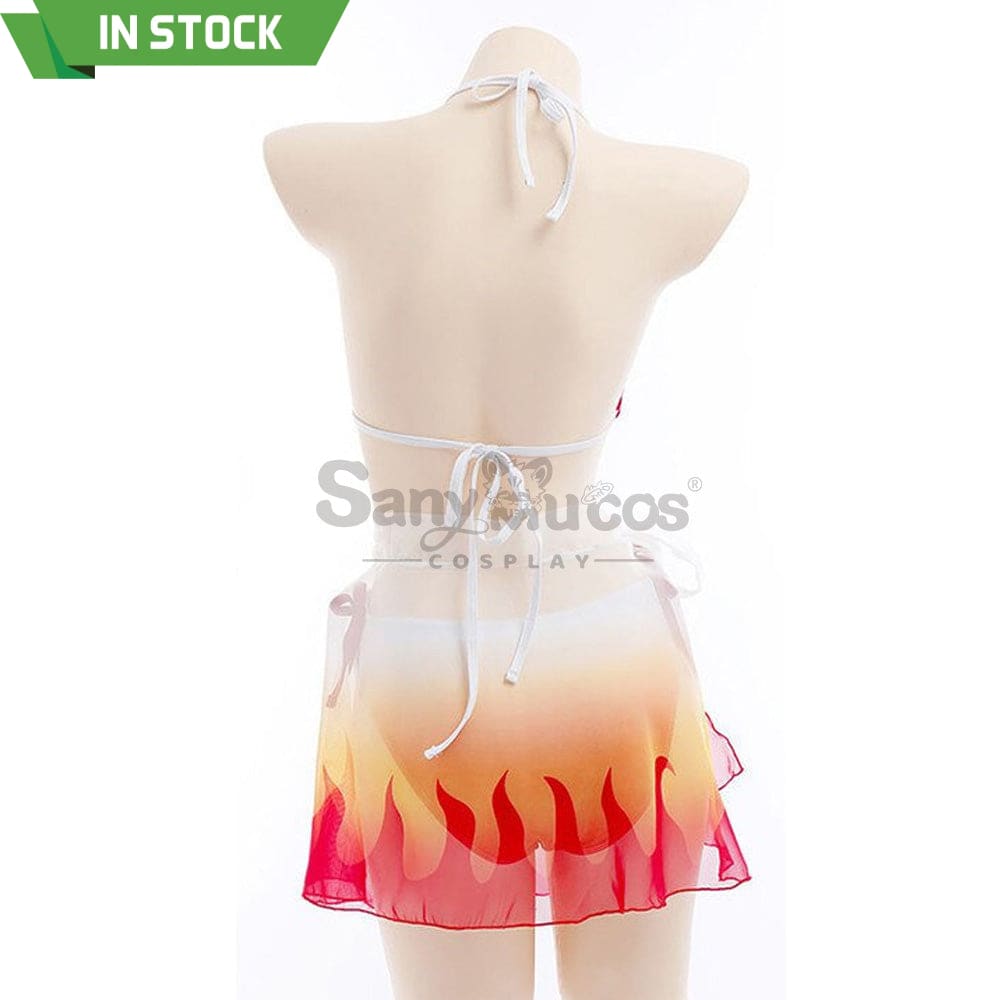 【In Stock】Anime Demon Slayer Cosplay Kyojuro Rengoku Bikini Swimsuit Costume Costumes