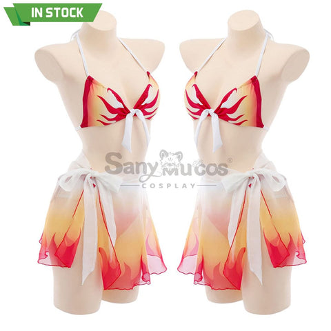 【In Stock】Anime Demon Slayer Cosplay Kyojuro Rengoku Bikini Swimsuit Costume Costumes