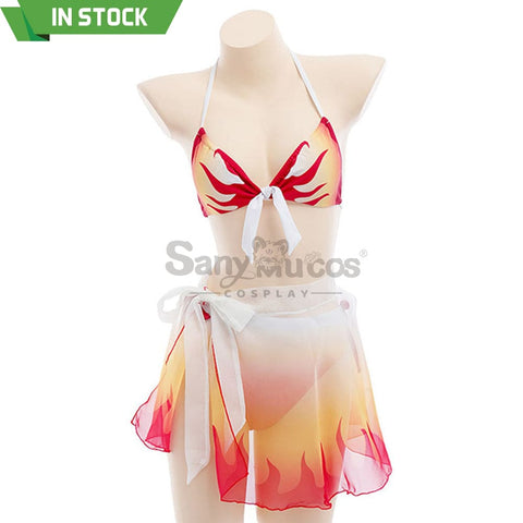 【In Stock】Anime Demon Slayer Cosplay Kyojuro Rengoku Bikini Swimsuit Costume Costumes