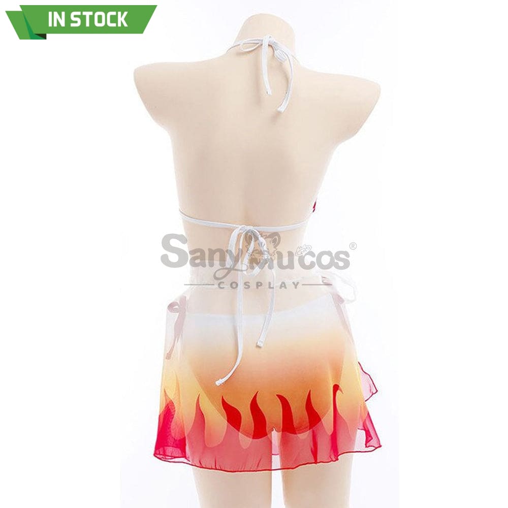 【In Stock】Anime Demon Slayer Cosplay Kyojuro Rengoku Bikini Swimsuit Costume Costumes