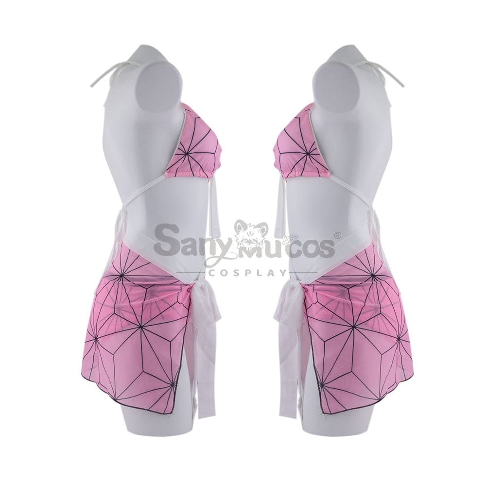 【In Stock】Anime Demon Slayer Cosplay Nezuko Kamado Bikini Swimsuit Costume Costumes