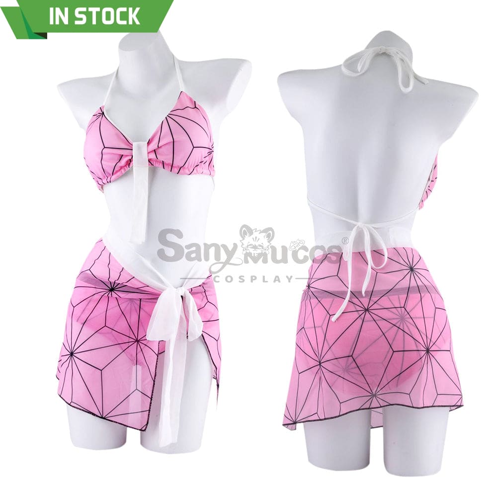 【In Stock】Anime Demon Slayer Cosplay Nezuko Kamado Bikini Swimsuit Costume Costumes