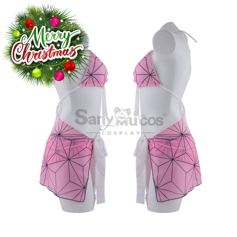 【In Stock】Anime Demon Slayer Cosplay Nezuko Kamado Bikini Swimsuit Costume Costumes