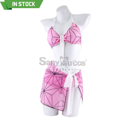 【In Stock】Anime Demon Slayer Cosplay Nezuko Kamado Bikini Swimsuit Costume Costumes