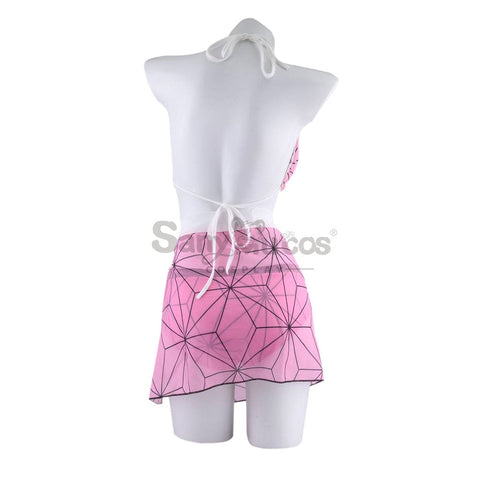 【In Stock】Anime Demon Slayer Cosplay Nezuko Kamado Bikini Swimsuit Costume Costumes