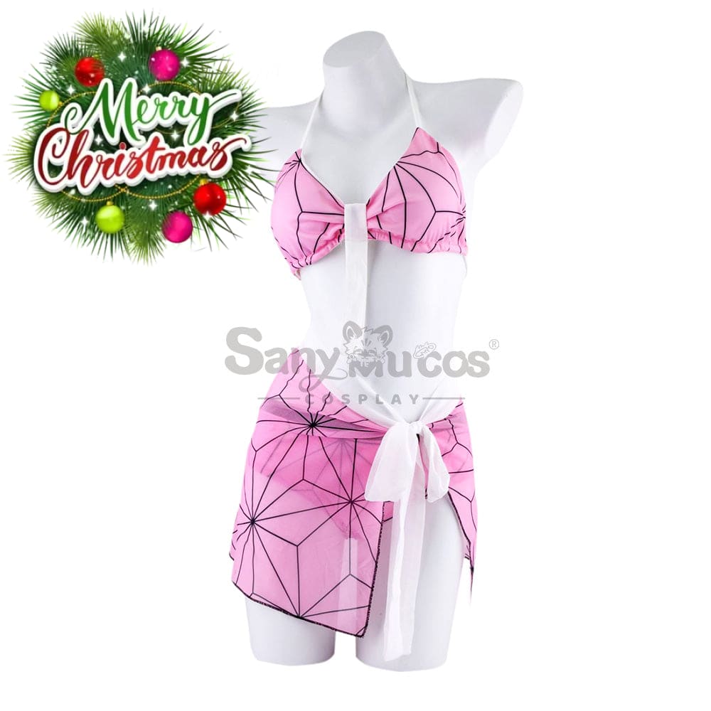 【In Stock】Anime Demon Slayer Cosplay Nezuko Kamado Bikini Swimsuit Costume Costumes