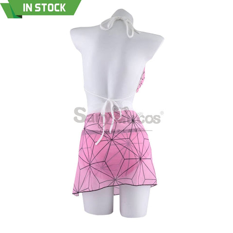 【In Stock】Anime Demon Slayer Cosplay Nezuko Kamado Bikini Swimsuit Costume Costumes