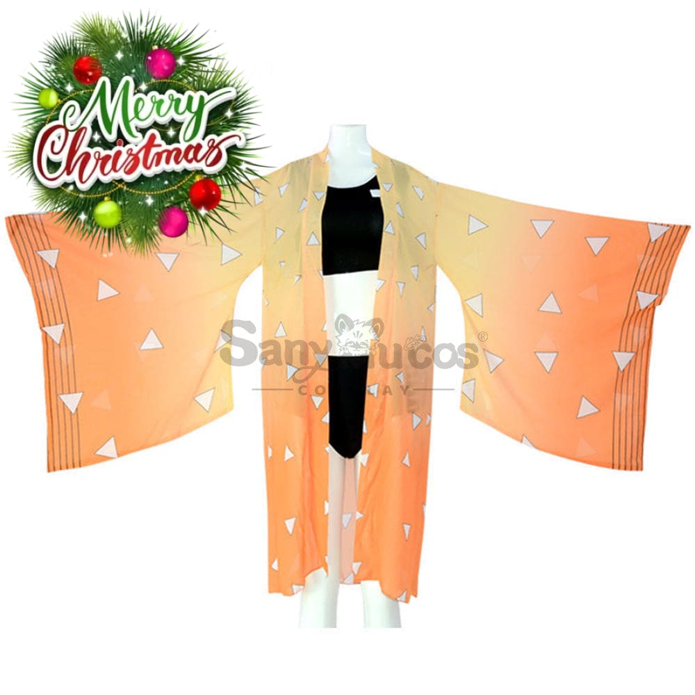 【In Stock】Anime Demon Slayer Cosplay Swimsuit Cloak Costume Agatsuma Zenitsu / S Costumes