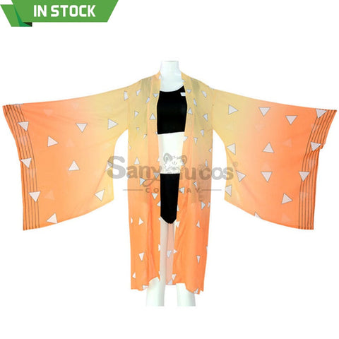 【In Stock】Anime Demon Slayer Cosplay Swimsuit Cloak Costume Agatsuma Zenitsu / S Costumes